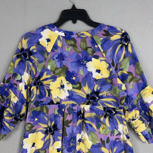 Fig and Flower Dress Womens Small Purple Yellow Boho Ruffle Layer Flowy Feminine - Picture 7 of 14